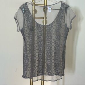 aerie * Sheer Lace and Swiss Dot Top * Size L